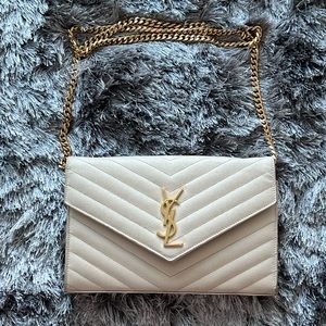 YSL SMALL ENVELOPE WALLET ON CROSS BODY CHAIN